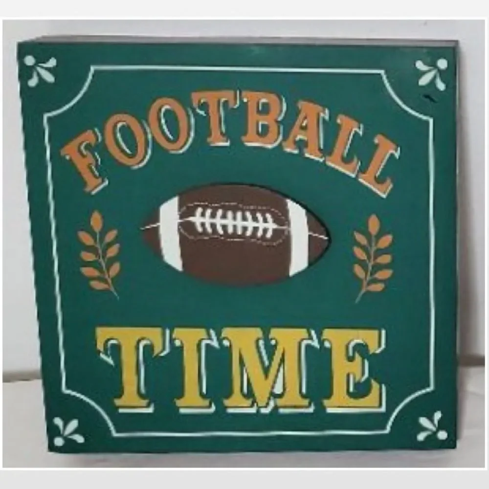 New Home Décor Sign Unisex Football Green Wood Wall Sitter NWT Word Art NWT